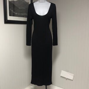 Women’s French Connection Black Bodycon Ribbed Long Sleeve Dress Size L